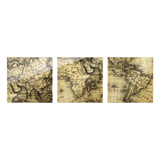 Tableaux noir et blanc Détails de la carte du vieux monde