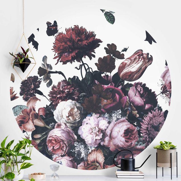 Papier peint rond autocollant - Old Masters Flower Rush With Roses Bouquet
