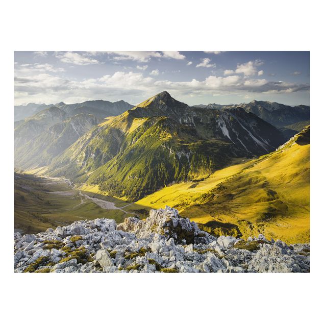 Tableau paysage Mountains And Valley Of The Lechtal Alps In Tirol