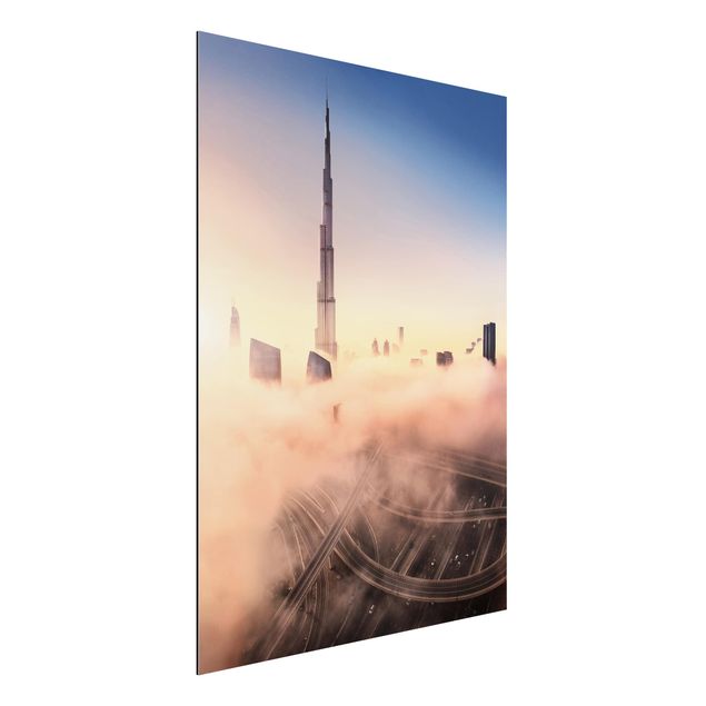 Tableaux Asie Silhouette urbaine céleste de Dubaï