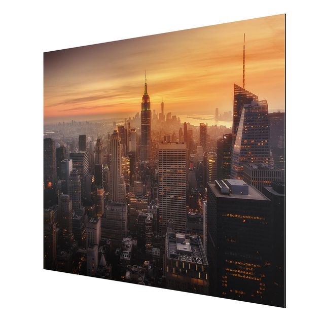 Tableaux modernes Silhouette urbaine de Manhattan le soir