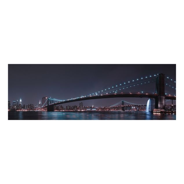 Tableau New York Silhouette urbaine de Manhattan et pont de Brooklyn