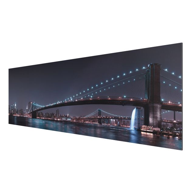 Tableau moderne Silhouette urbaine de Manhattan et pont de Brooklyn