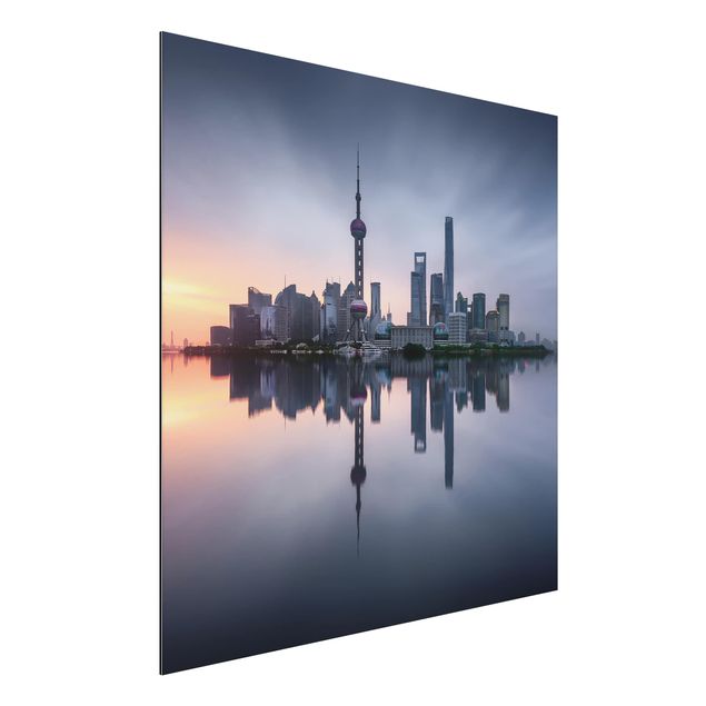Tableaux modernes Silhouette urbaine de Shanghai le matin