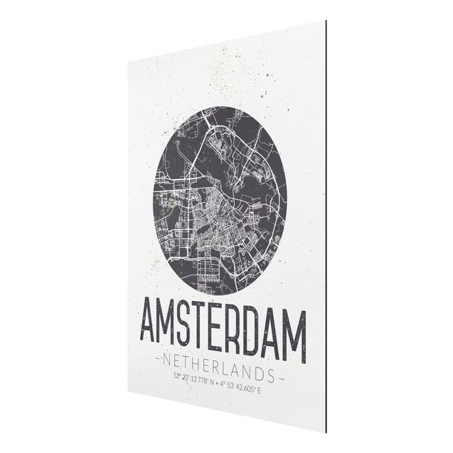 Tableaux carte du monde Plan de ville d'Amsterdam - Rétro