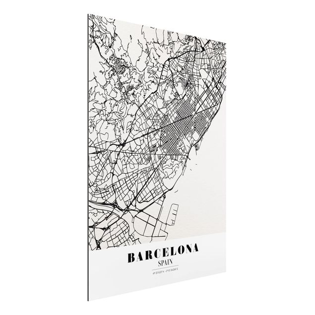 Déco murale cuisine Plan de ville de Barcelone - Classique