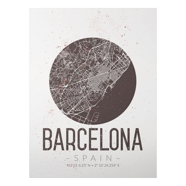 Tableaux moderne Plan de ville de Barcelone - Rétro