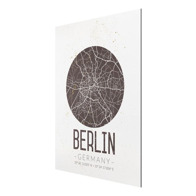 Tableau carte du monde Plan de Ville de Berlin - Rétro