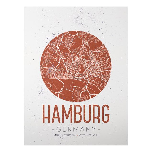 Tableaux modernes Plan de ville de Hambourg - Rétro