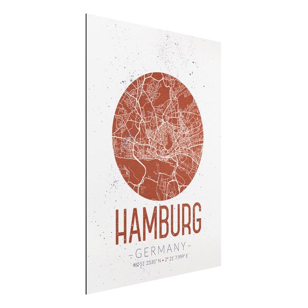 Décorations cuisine Plan de ville de Hambourg - Rétro
