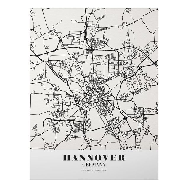 Tableaux modernes Plan de ville de Hanovre - Classique