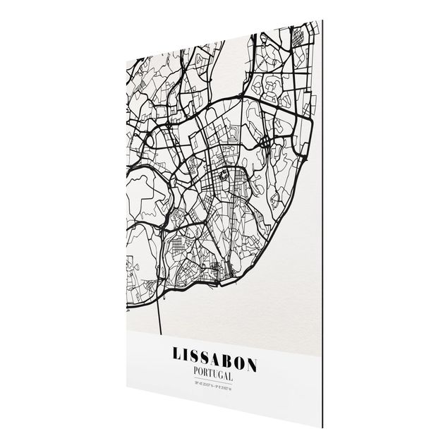 Tableau carte du monde Carte de la ville de Lisbonne - Classique
