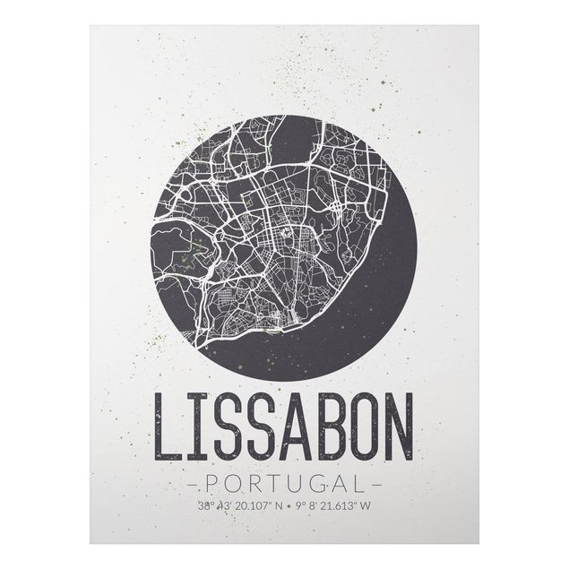 Tableau moderne Plan de ville de Lisbonne - Rétro