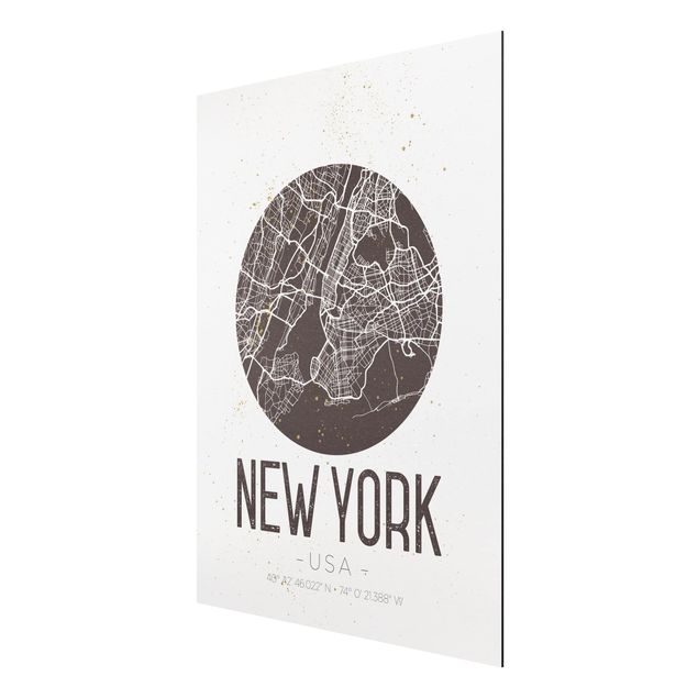 Tableau moderne Plan de la ville de New York - Rétro