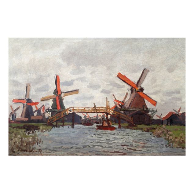 Tableau impressionniste Claude Monet - Moulins à vent à Westzijderveld près de Zaandam