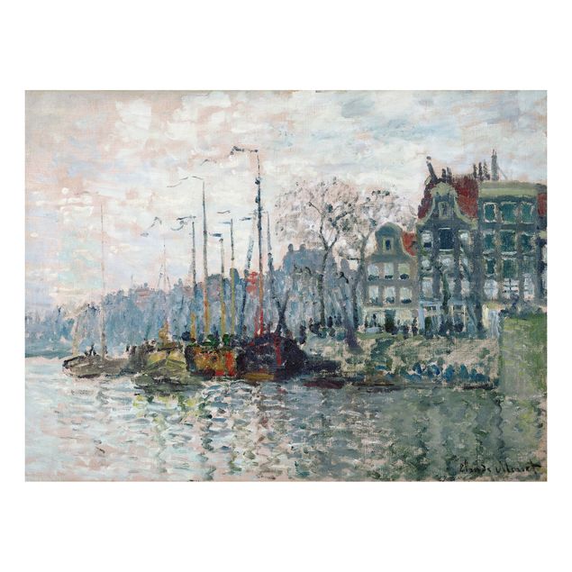 Toile impressionniste Claude Monet - Vue du Prins Hendrikkade et du Kromme Waal à Amsterdam