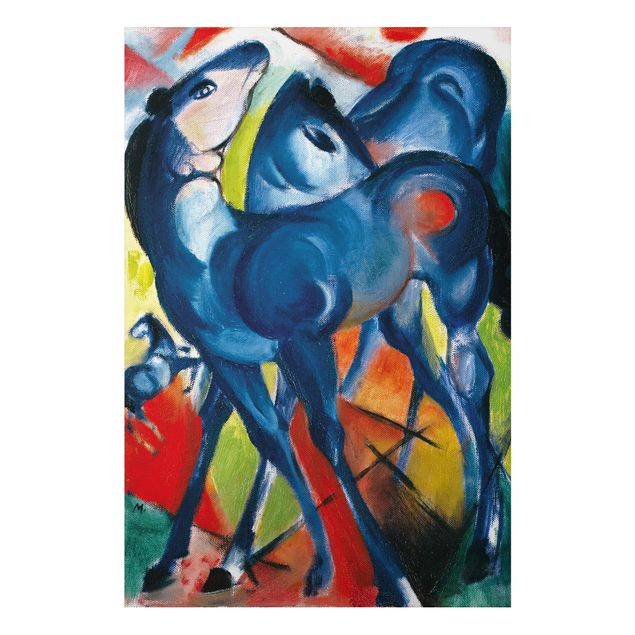 Tableaux chevaux Franz Marc - Les poulains bleus