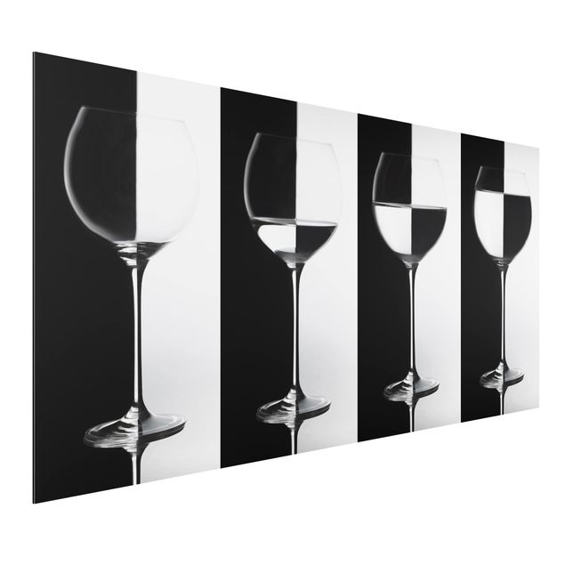 Tableaux modernes Verres à vin en noir et blanc