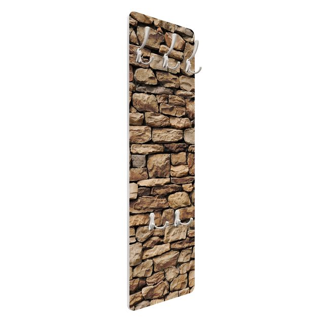 Porte-manteaux muraux marrons Mur de pierre américain
