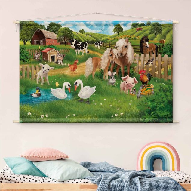 tenture murale contemporaine Animal Club International - Animals On A Farm