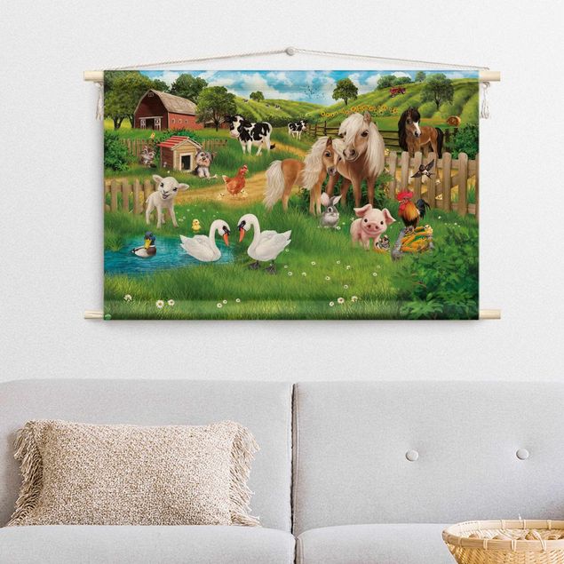 tenture murale paysage Animal Club International - Animals On A Farm