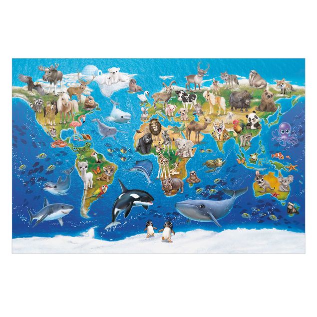 Décoration pour fenêtre - Animal Club International - Carte du monde avec animaux