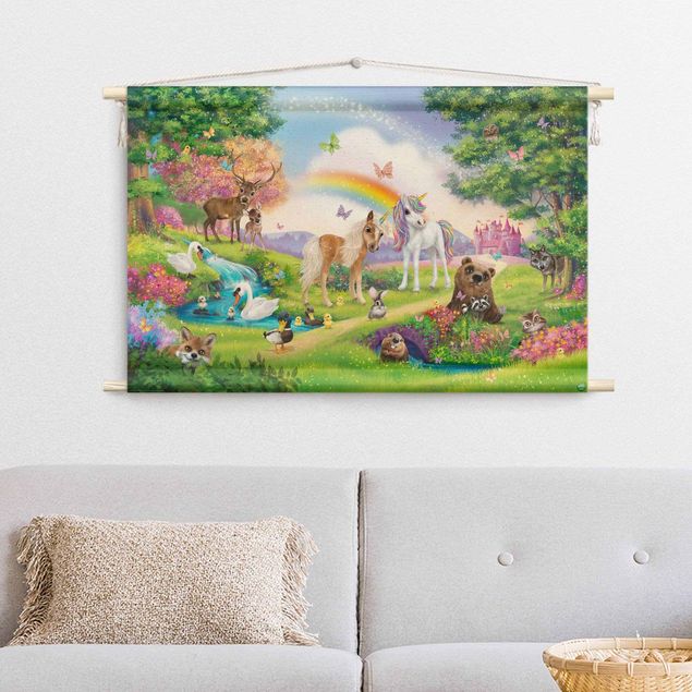 Tenture murale xxl Animal Club International - Magical Forest With Unicorn