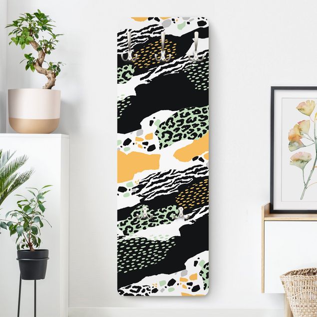Porte-manteaux muraux avec dessins Animal Print Zebra Tiger Leopard Africa