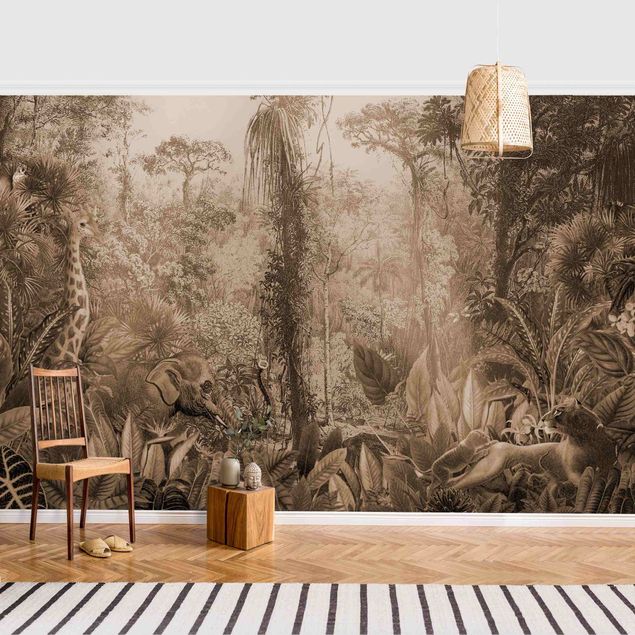 Papier peint - Antique Jungle Sepia