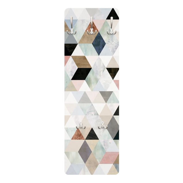 Porte-manteau dessins - Watercolour Mosaic With Triangles I