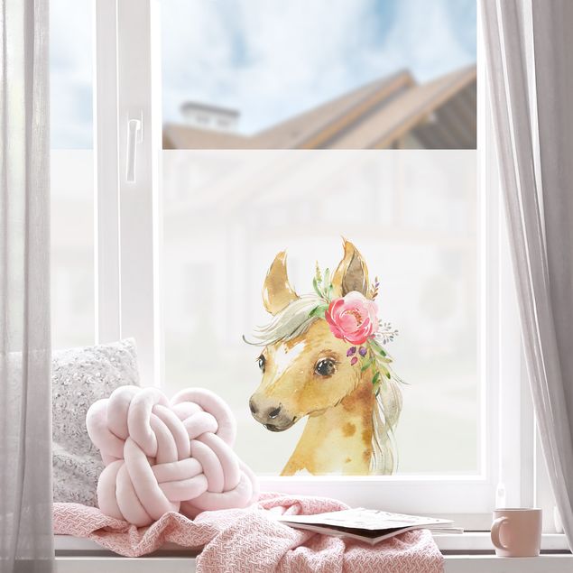 Décoration pour fenêtre - Aquarelle - Regard d'un cheval