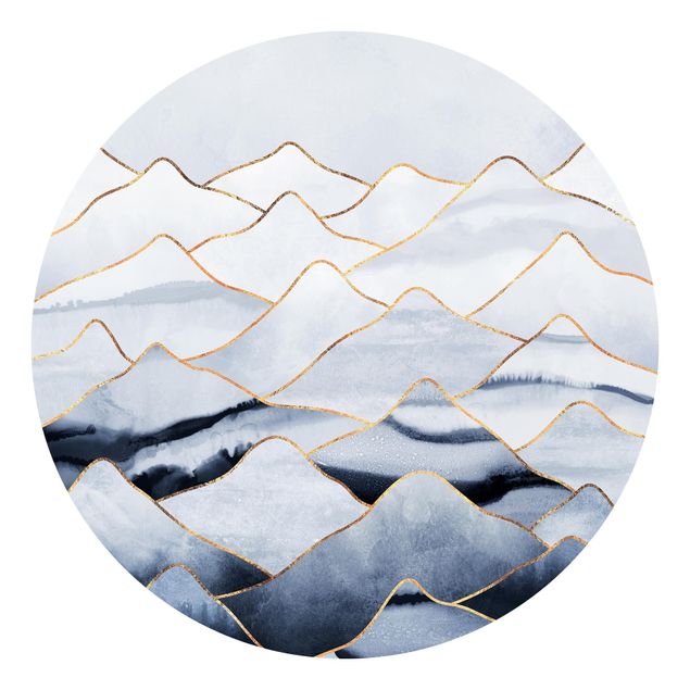 Tapisserie motif Aquarelle Montagnes Blanc Or