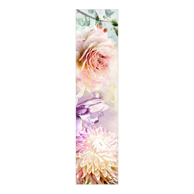 Panneaux coulissants avec fleurs Mélange de fleurs pastel à l'aquarelle