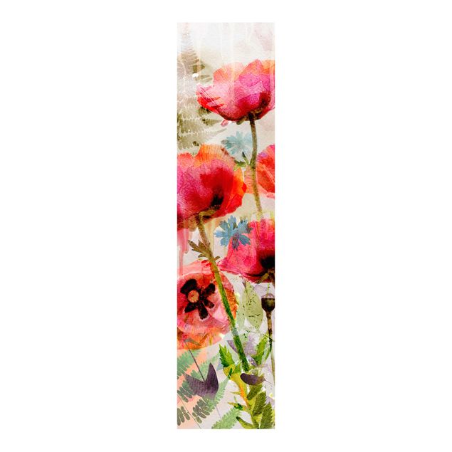 Panneaux coulissants avec fleurs Fleurs à l'aquarelle Coquelicot