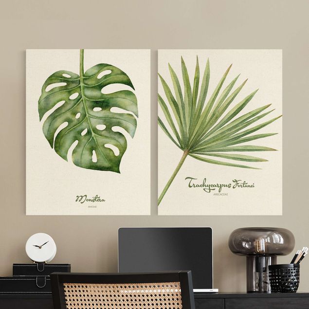 Tableaux verts Duo Botanique à l'aquarelle