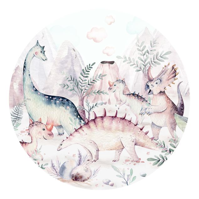 tapisserie panoramique Aquarelle - Le Monde Des Dinosaures