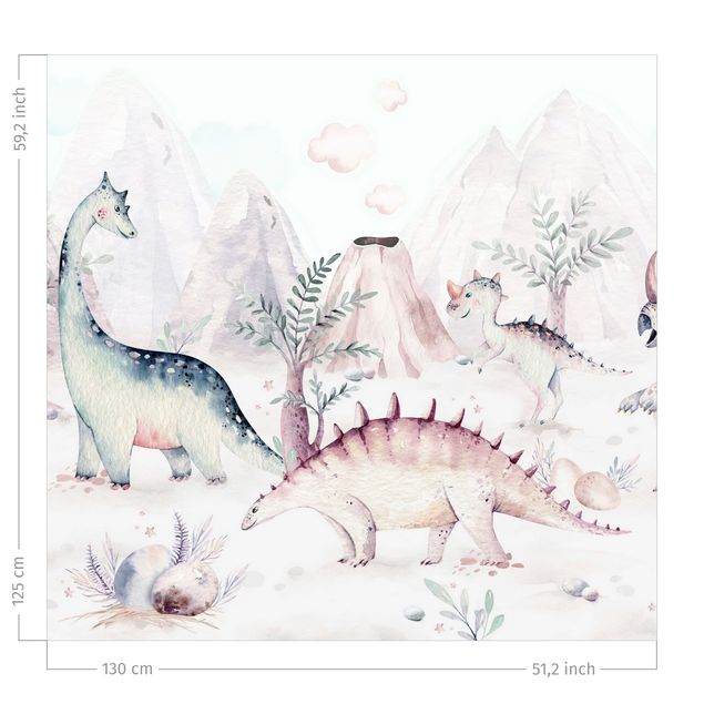 rideaux modernes Watercolour World Of Dinosaurs