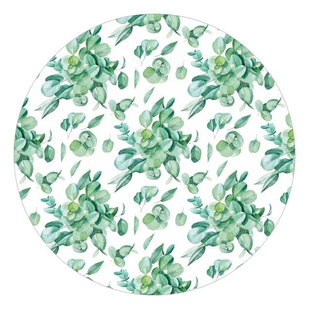 papier peint graphique Motif de Bouquet d'Eucalyptus Aquarelle