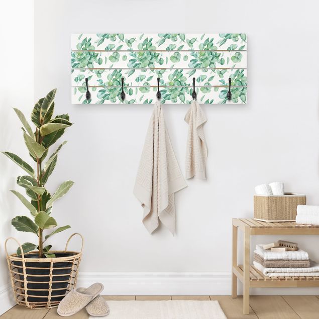 Porte-manteaux muraux avec dessins Motif de Bouquet d'Eucalyptus Aquarelle