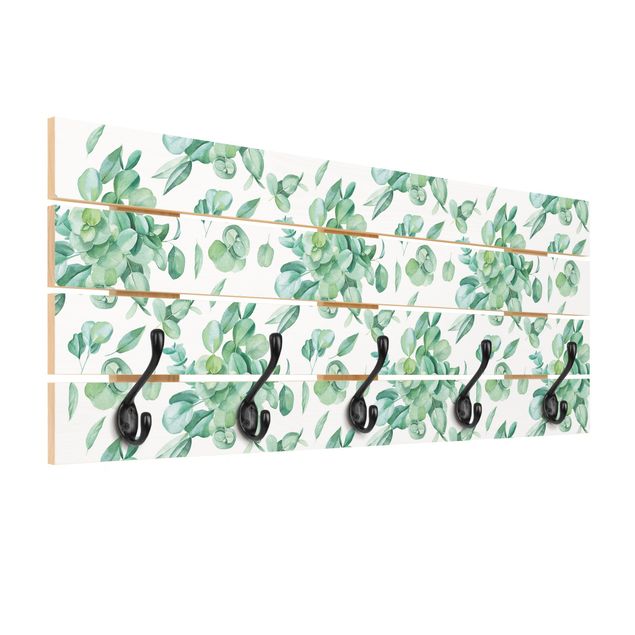 Porte-manteau en bois - Watercolour Eucalyptus Bouquet Pattern