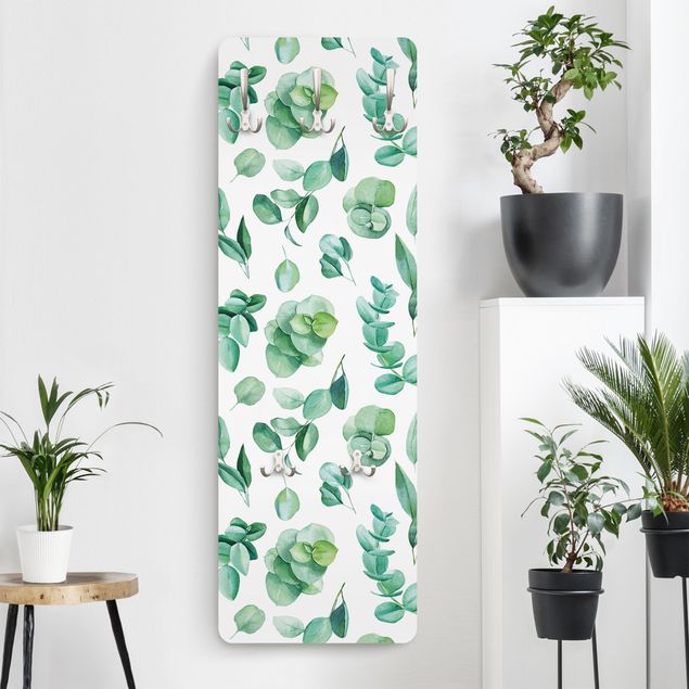 Porte-manteaux muraux avec fleurs Watercolour Eucalyptus Branch And Leaves Pattern