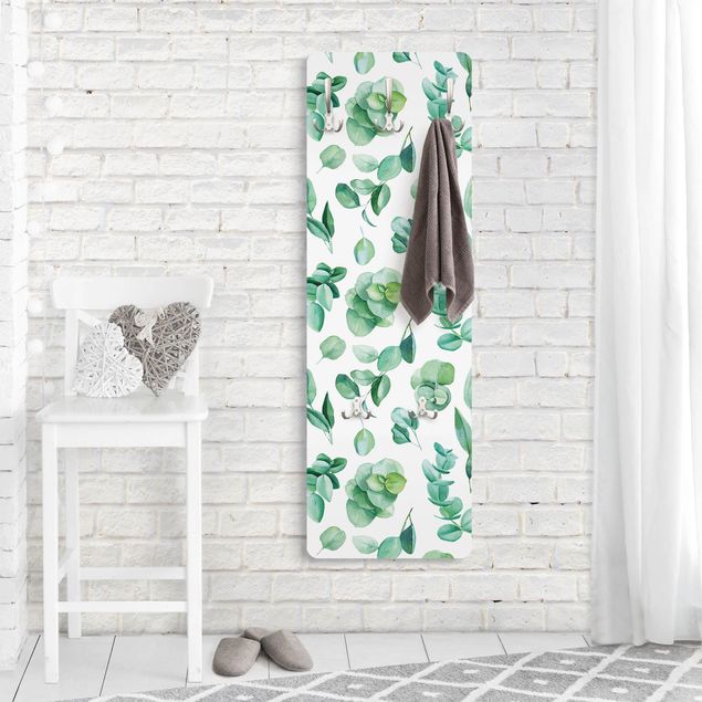 Porte-manteaux muraux avec dessins Watercolour Eucalyptus Branch And Leaves Pattern