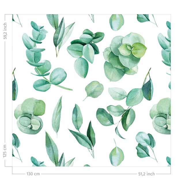 rideaux cuisine moderne Watercolour Eucalyptus Branch And Leaves Pattern