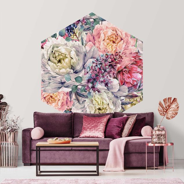 Tapisserie moderne Bouquet Floral Aquarelle