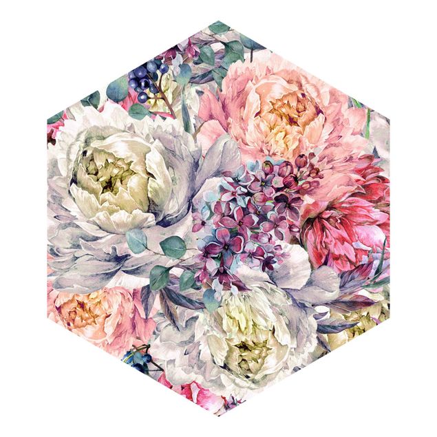 papier peint xxl Bouquet Floral Aquarelle
