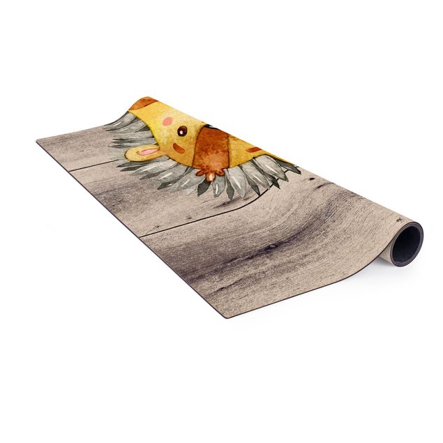 tapis grande taille Aquarelle - Hérisson sur un bois
