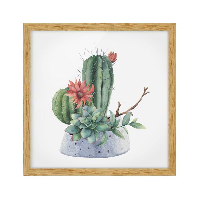 Tableaux fleurs Illustration de cactus à l'aquarelle