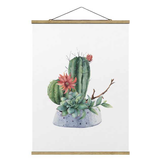 Tableaux florals Illustration de cactus à l'aquarelle