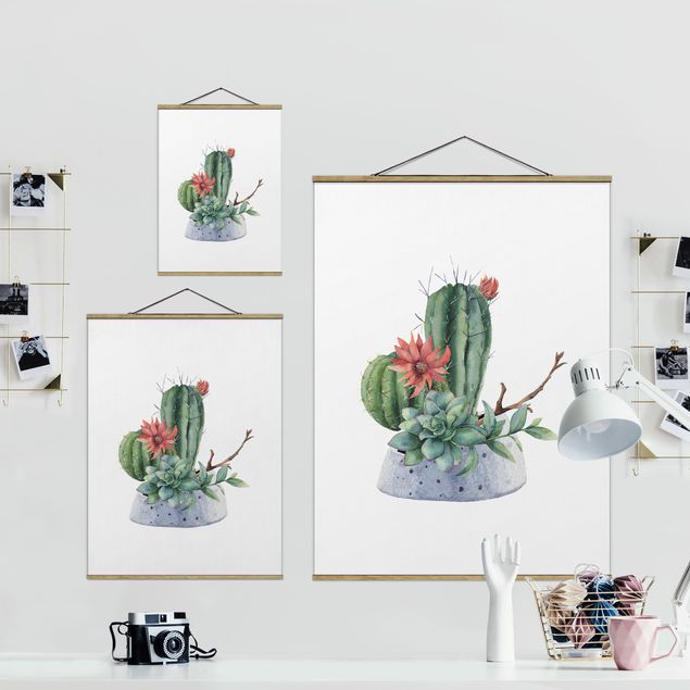 Tableaux Illustration de cactus à l'aquarelle