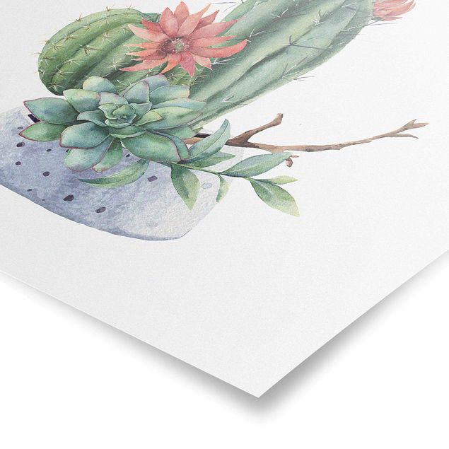 Tableaux verts Illustration de cactus à l'aquarelle